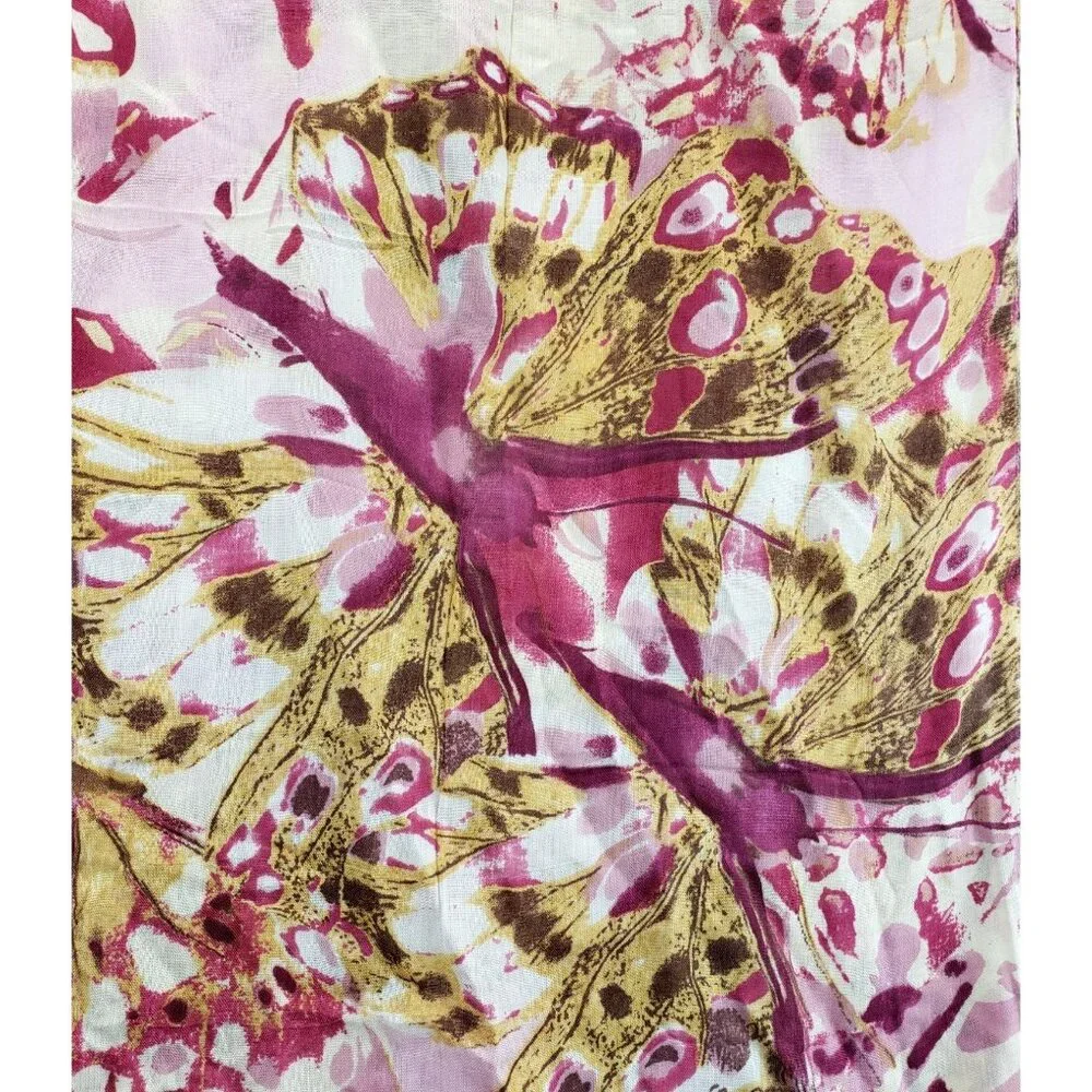 Pink Butterfly Watercolor Scarf by J Francis 70.5